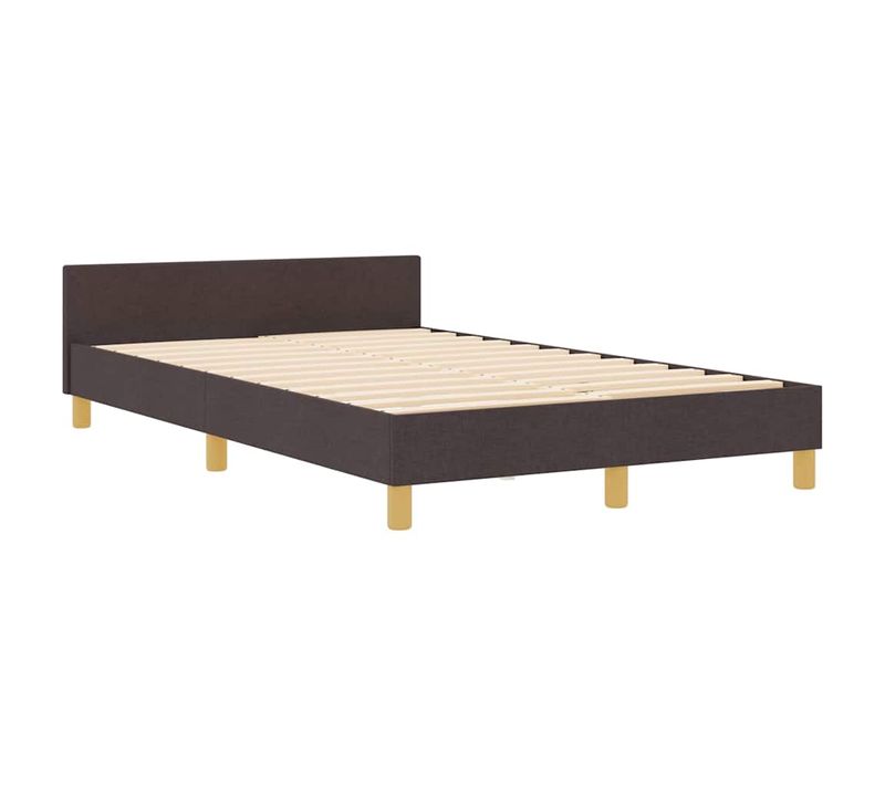 Cadre De Lit Avec Tête De Lit Marron Foncé 120 X 190 Cm Tissu