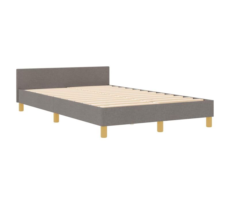 Cadre De Lit Avec Tête De Lit Taupe 120 X 190 Cm Tissu