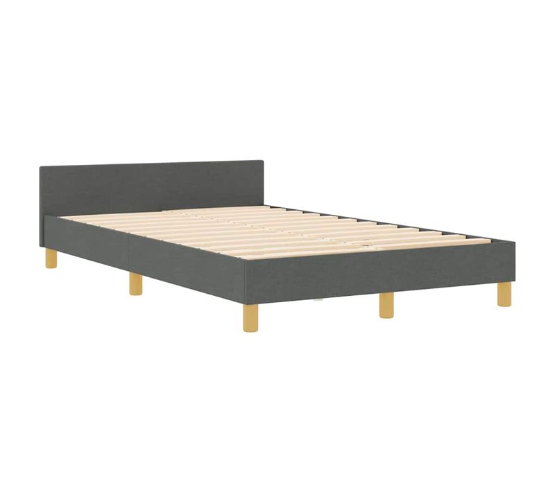 Cadre De Lit Avec Tête De Lit Gris Foncé 120 X 200 Cm Tissu