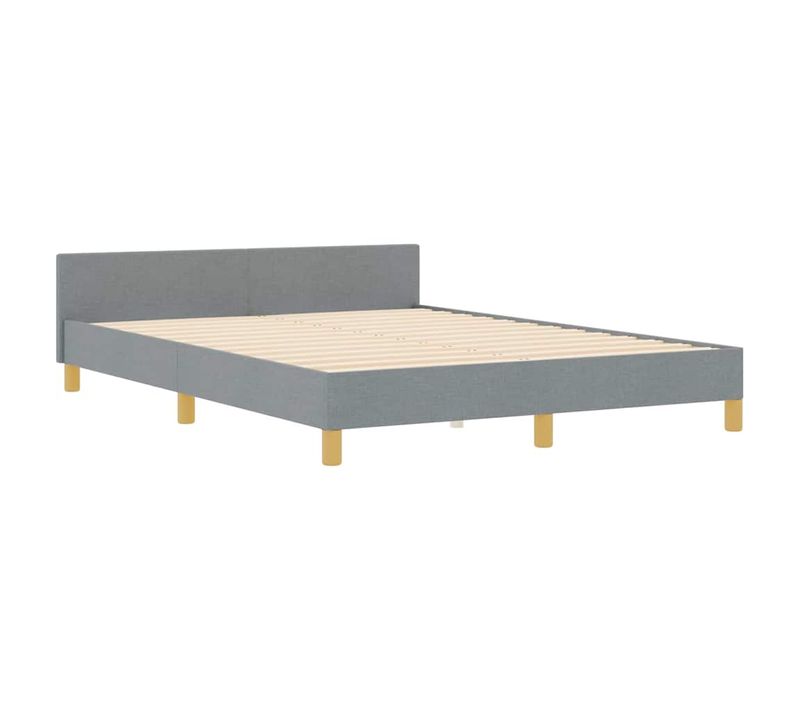 Cadre De Lit Avec Tête De Lit Gris Clair 140 X 190 Cm Tissu