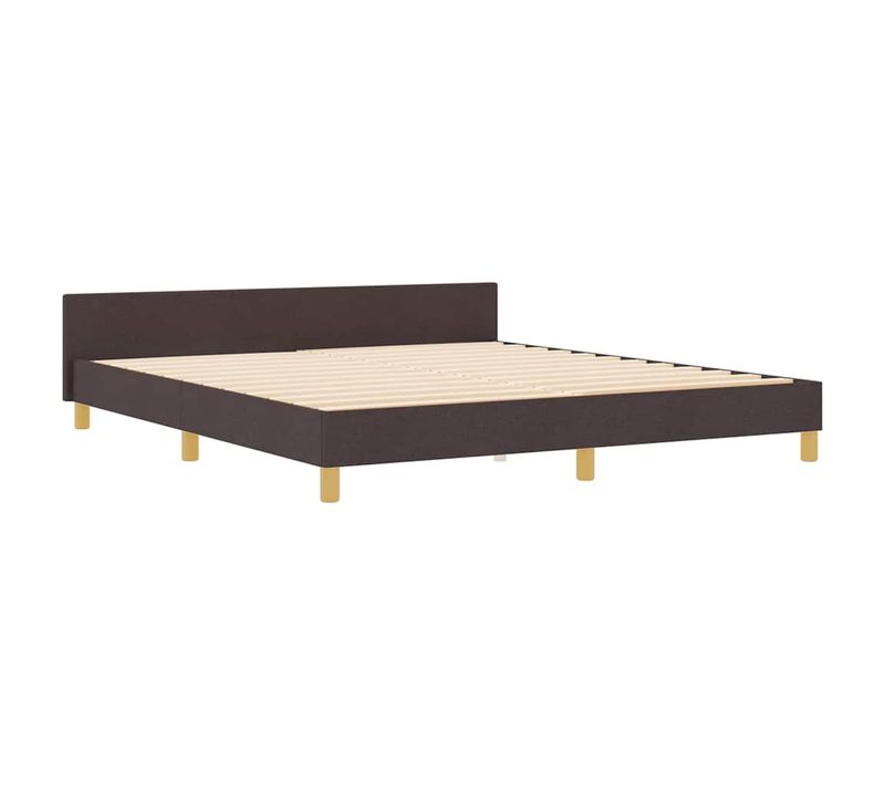 Cadre De Lit Avec Tête De Lit Marron Foncé 180 X 200 Cm Tissu