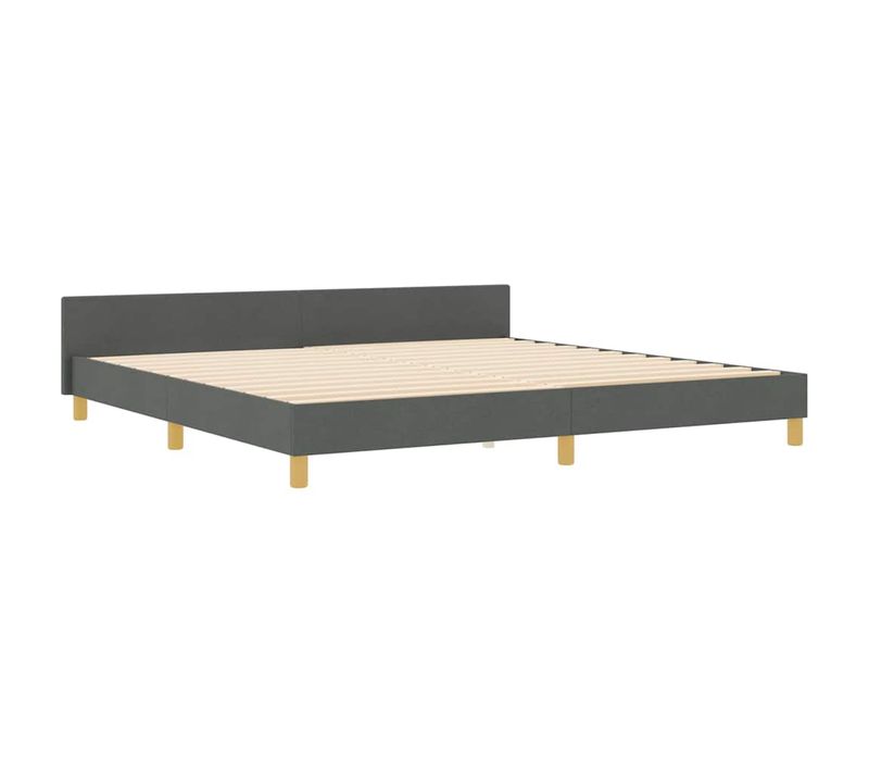 Cadre De Lit Avec Tête De Lit Gris Foncé 200 X 200 Cm Tissu