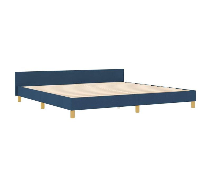 Cadre De Lit Avec Tête De Lit Bleu 200 X 200 Cm Tissu