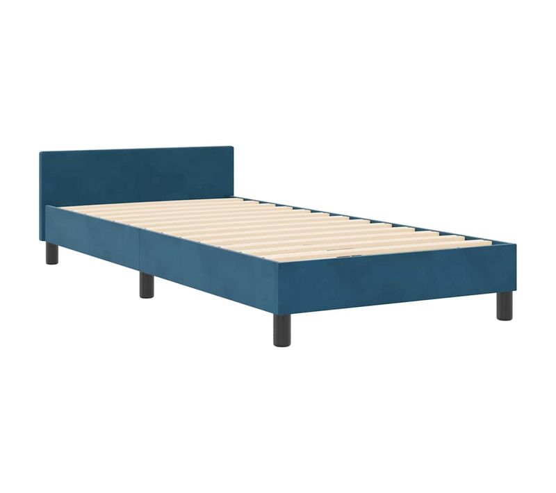 Cadre De Lit Avec Tête De Lit Bleu Foncé 100 X 200 Cm Velours