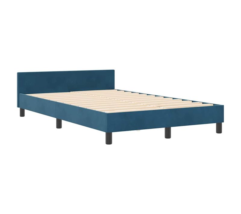 Cadre De Lit Avec Tête De Lit Bleu Foncé 120 X 200 Cm Velours