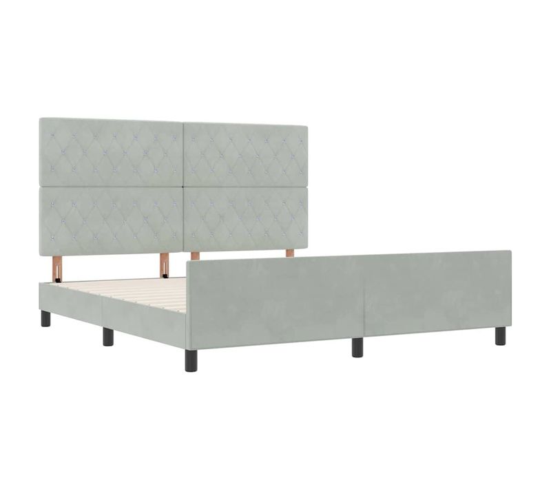 Cadre De Lit Avec Tête De Lit Gris Clair 180 X 200 Cm Velours
