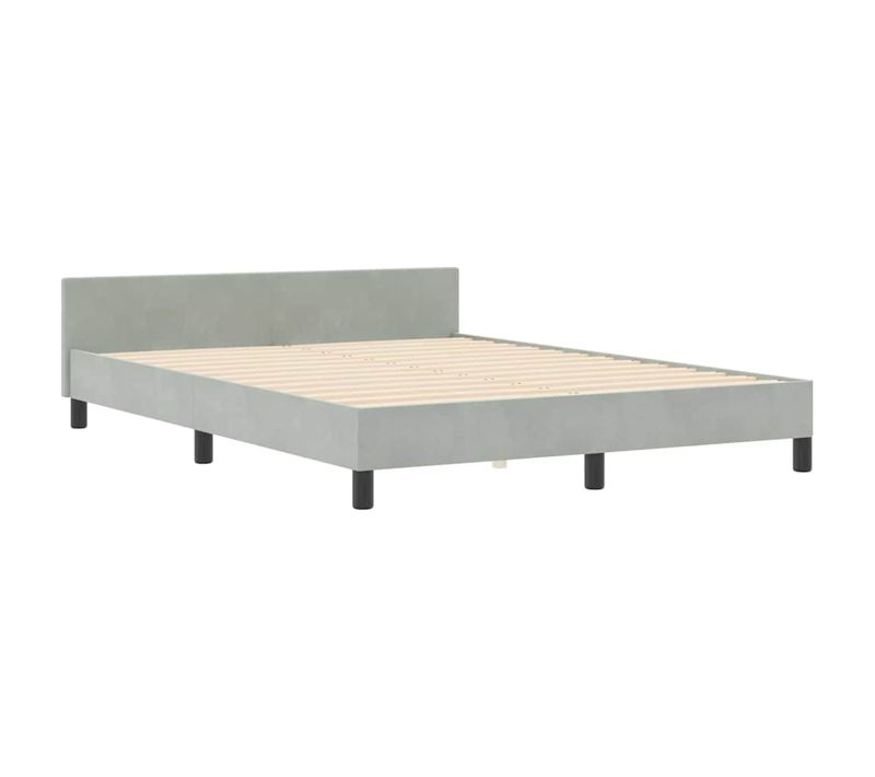 Cadre De Lit Avec Tête De Lit Gris Clair 160 X 200 Cm Velours