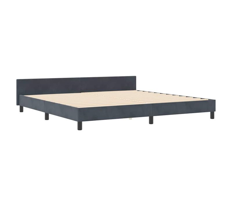 Cadre De Lit Avec Tête De Lit Gris Foncé 200 X 200 Cm Velours