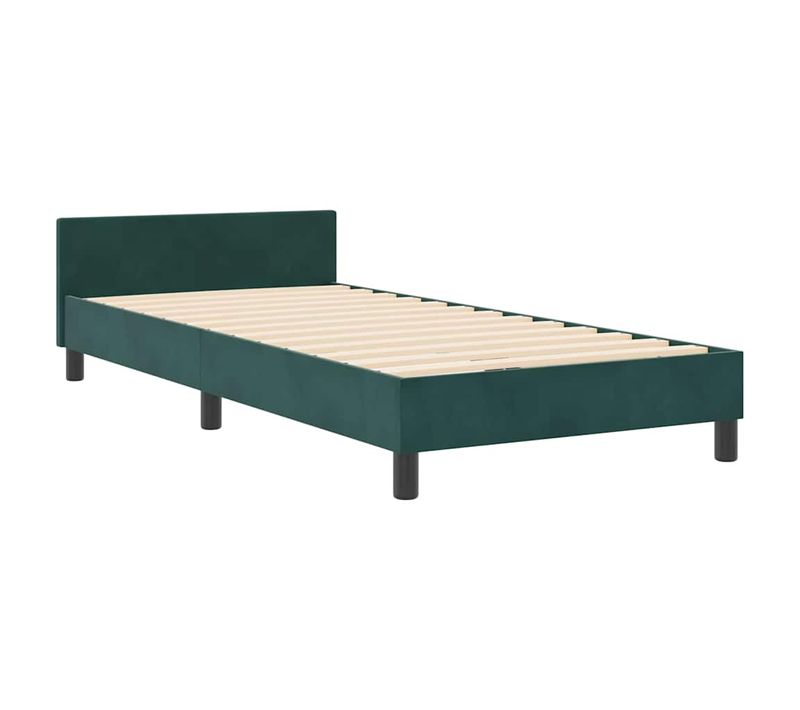 Cadre De Lit Avec Tête De Lit Vert Foncé 100 X 200 Cm Velours