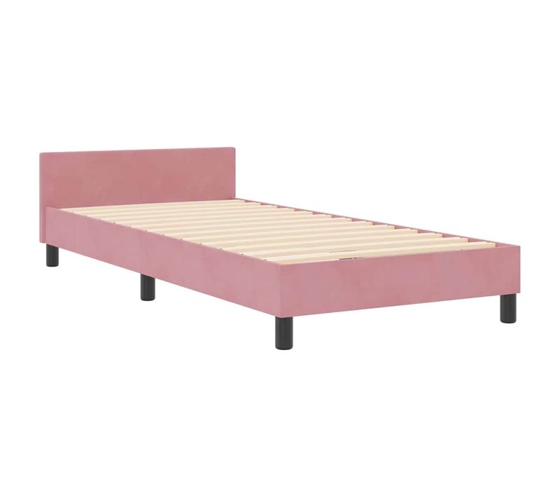 Cadre De Lit Avec Tête De Lit Rose 100 X 200 Cm Velours