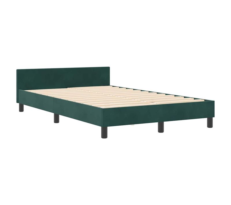 Cadre De Lit Avec Tête De Lit Vert Foncé 120 X 200 Cm Velours