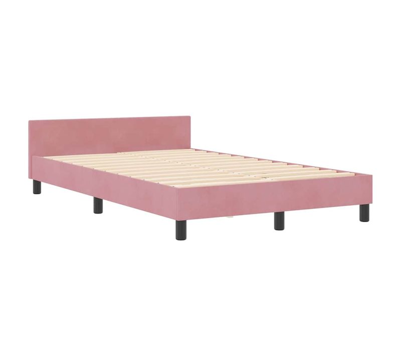 Cadre De Lit Avec Tête De Lit Rose 120 X 200 Cm Velours