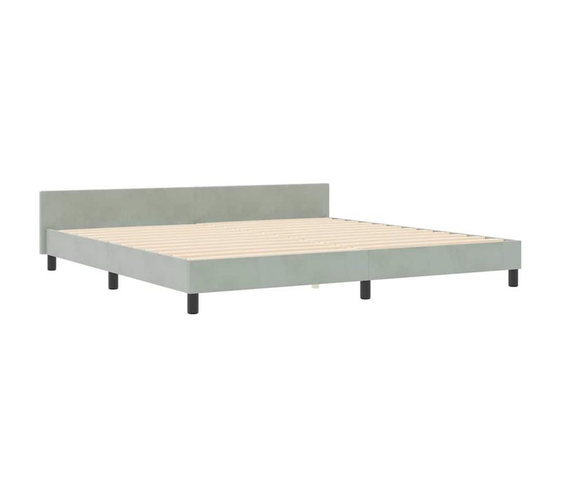 Cadre De Lit Avec Tête De Lit Gris Clair 200 X 200 Cm Velours