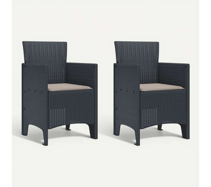 Chaise De Jardin 2 PC Anthracite Polypropylène Durable