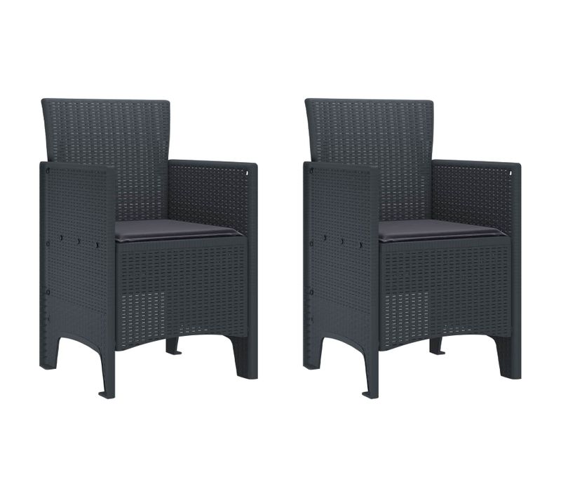 Chaise De Jardin 2 PC Anthracite Polypropylène Durable