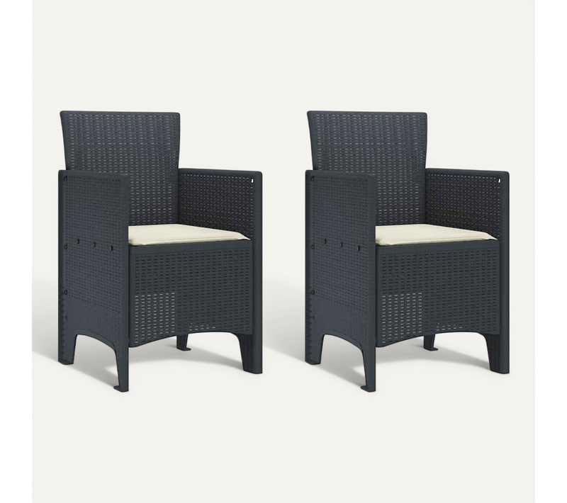 Chaise De Jardin 2 PC Anthracite Polypropylène Durable