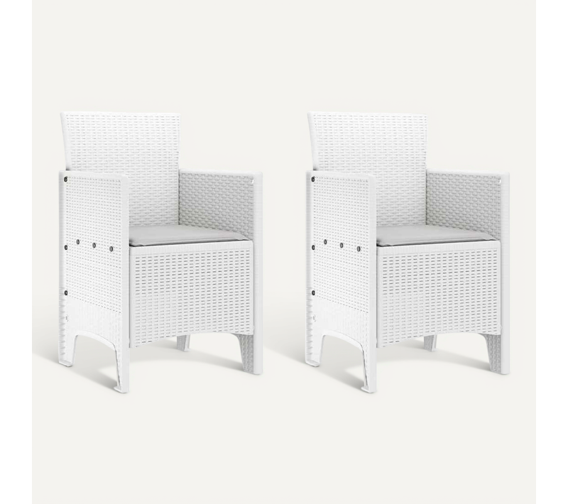 Chaise De Jardin 2 Pièces Blanc 53 X 49 X 85 Cm Pp