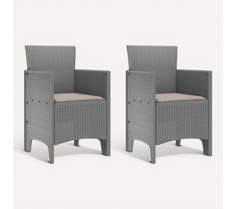 Chaise De Jardin 2 PC Gris Clair Polypropylène Durable
