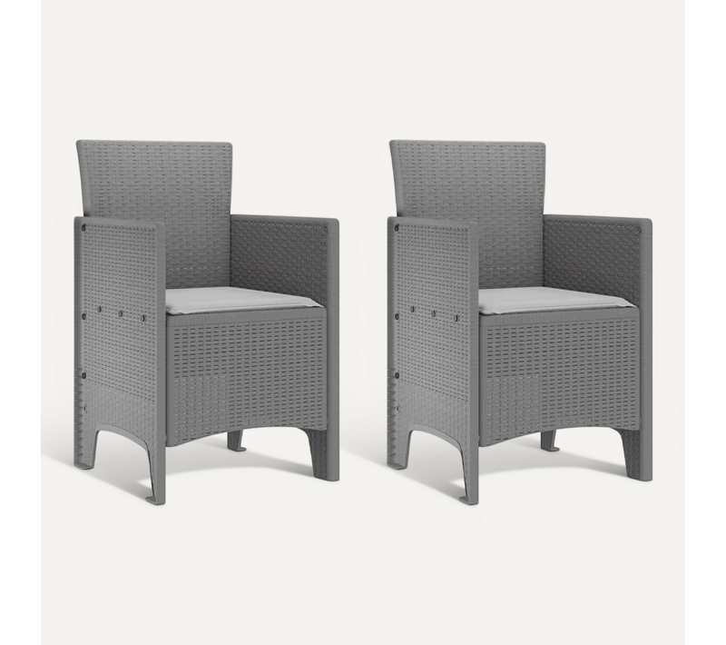 Chaise De Jardin 2 PC Gris Clair Polypropylène Durable
