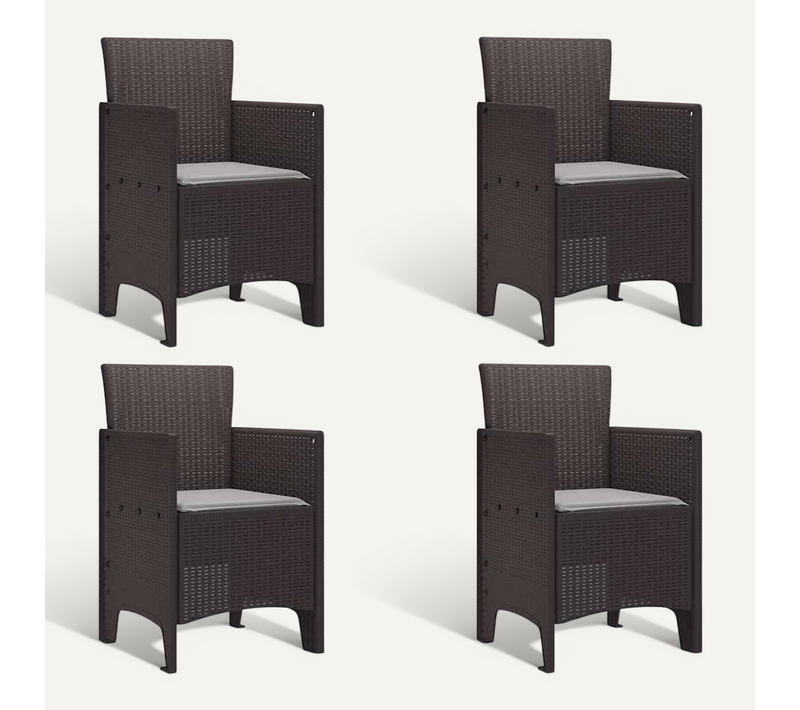 Chaise De Jardin 4 PC Marron Polypropylène Durable