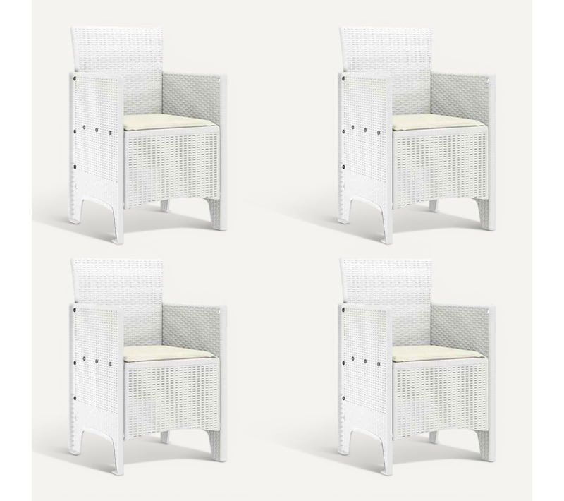 Chaise De Jardin 4 Pièces Blanc 53 X 49 X 85 Cm Pp