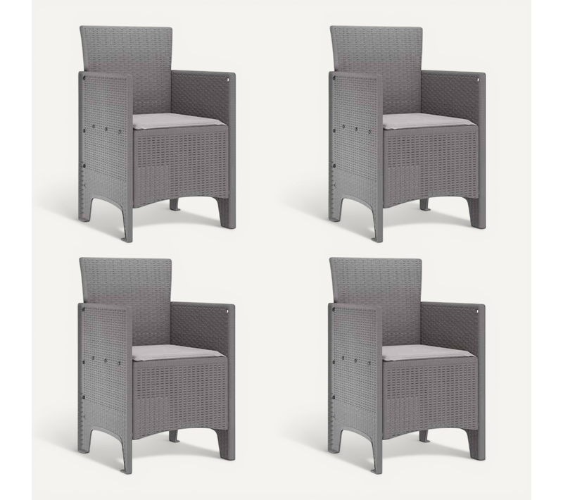 Chaise De Jardin 4 PC Gris Clair Polypropylène Durable