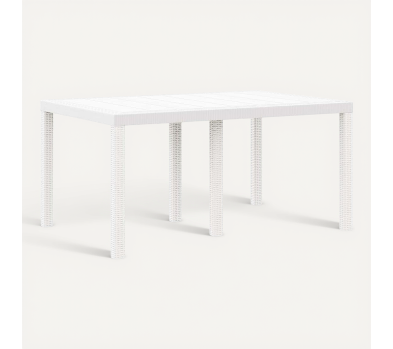 Table De Jardin Pour Repas Blanc 150 X 100 X 73 Cm Polyrotin