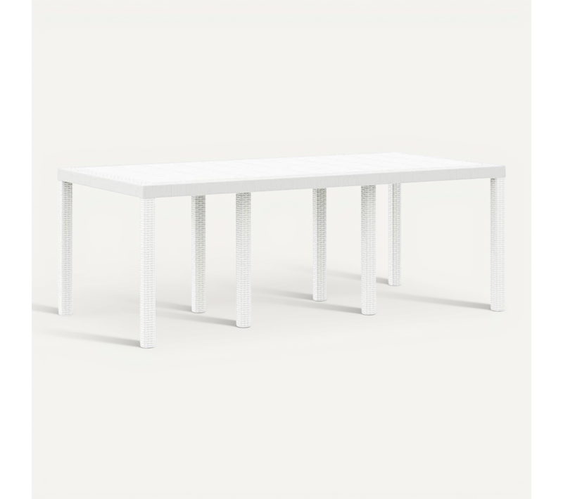 Table De Jardin Pour Repas Blanc 200 X 100 X 73 Cm Polyrotin