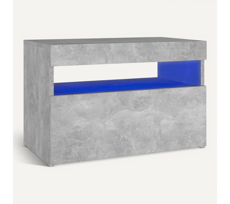 Table De Chevet Avec Lumières LED Gris Béton 60x35x40 Cm