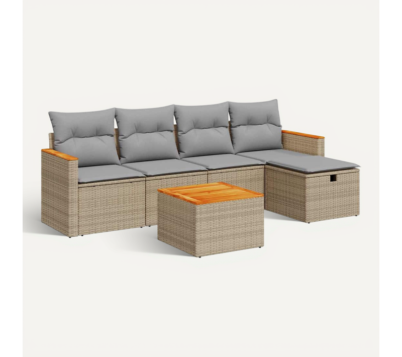 Salon De Jardin 6 Places Bois Ignazio Gris Clair