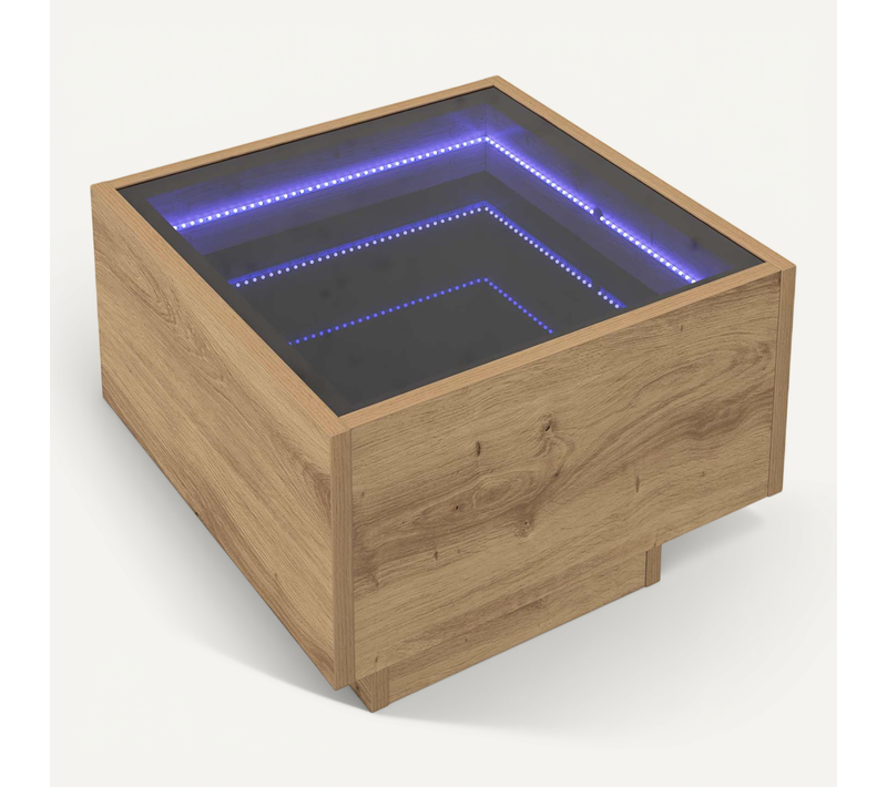 Table Basse Chêne Artisanal 40 X 40 X 30 Cm Bois D'ingénierie