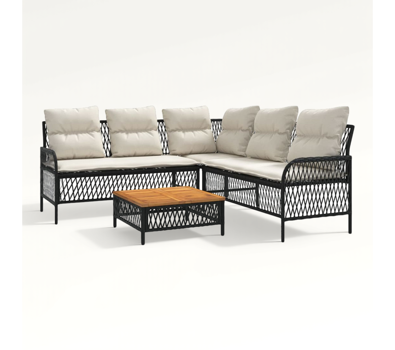 Salon De Jardin 6 Places Bois Tuukka Beige/Noir