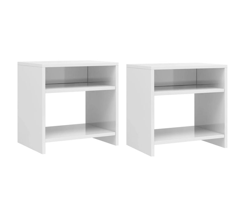 Tables De Chevet 2pcs Blanc Brillant 40x30x40cm Bois Ingénierie