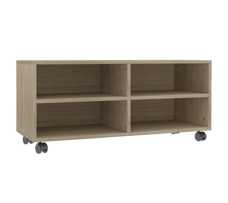 Meuble TV Avec Roulettes Chêne Sonoma Bois D'ingénierie