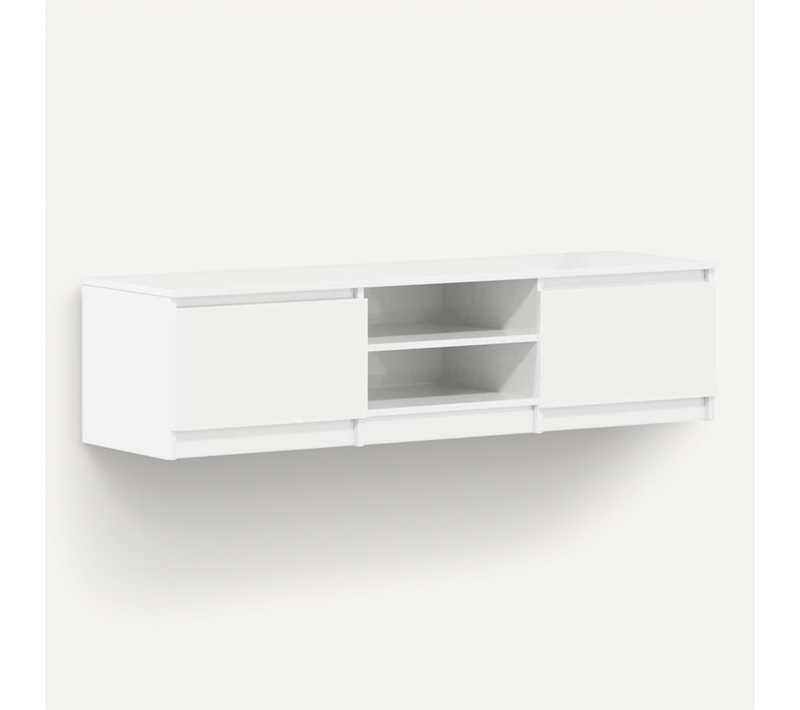 Meuble TV Blanc Brillant 140x40x35,5 Cm Bois D'ingénierie
