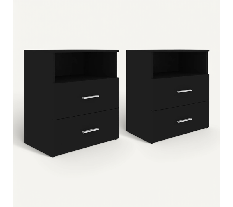 Tables De Chevet 2 Pièces Noir 50x32x60 Cm