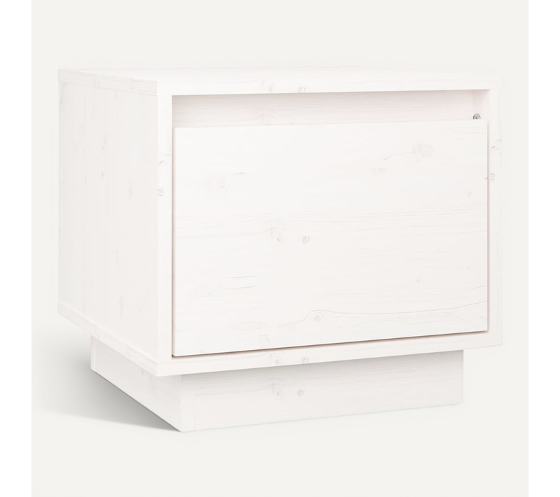 Table De Chevet Blanc 35x34x32 Cm Bois De Pin Solide