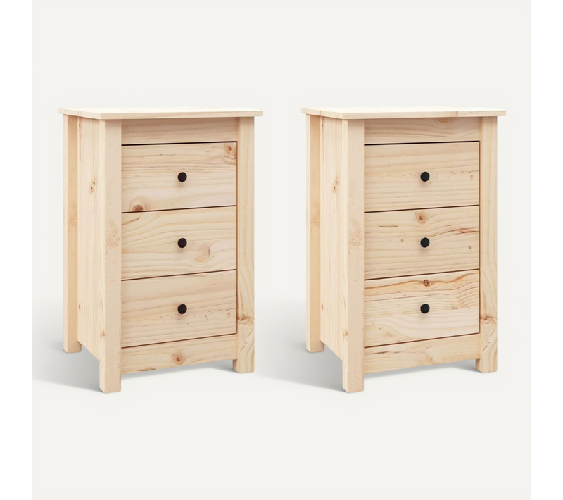 Tables De Chevet 2 Pièces 40x35x61,5 Cm Bois De Pin Massif