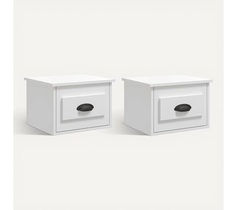 Tables De Chevet Murales 2 Pièces Blanc Brillant 41,5x36x28 Cm