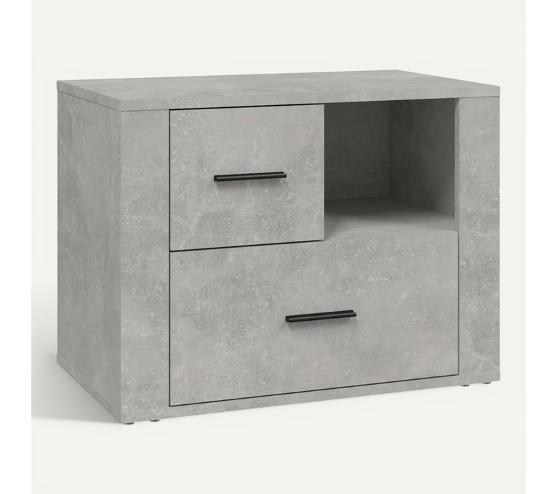 Table De Chevet Gris Béton 60x36x45 Cm Bois D'ingénierie