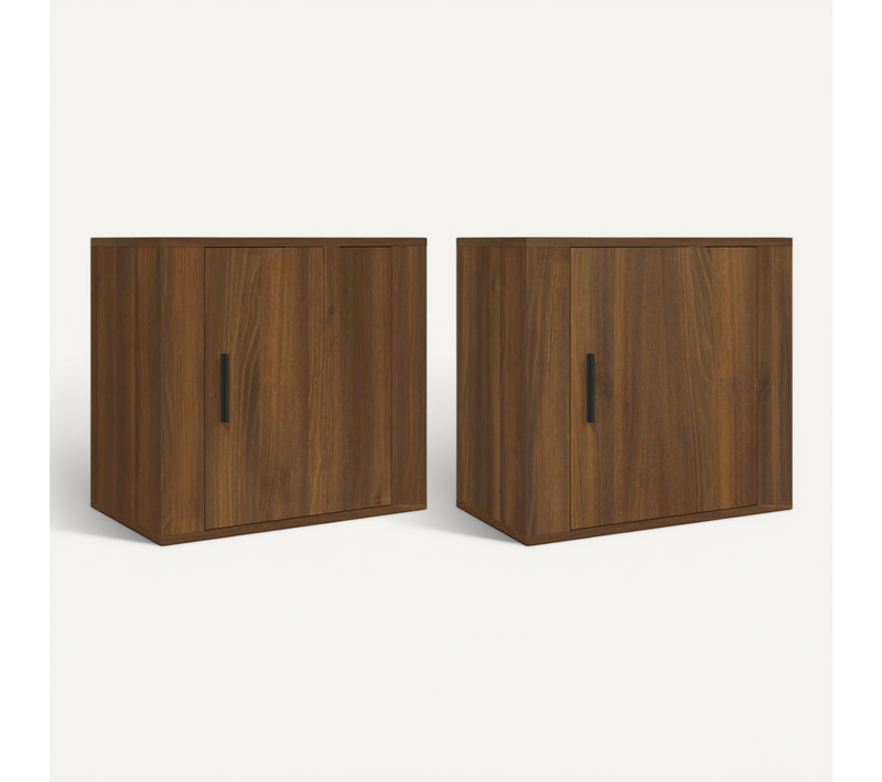 Tables De Chevet Murales 2 Pièces Chêne Marron 50x30x47 Cm