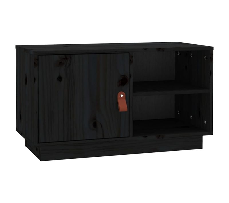 Meuble TV Noir 70x34x40 Cm Bois De Pin Massif