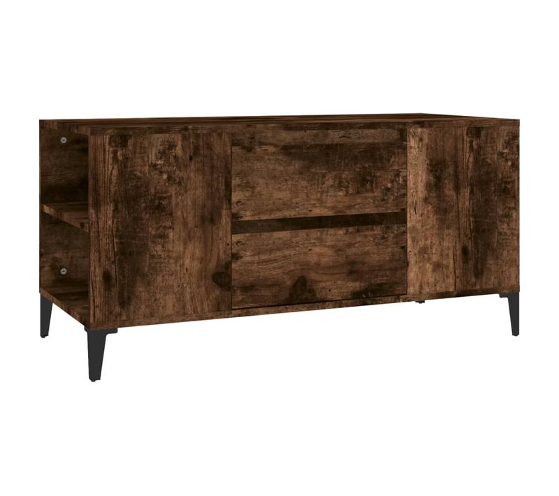 Meuble TV Chêne Fumé 102x44,5x50 Cm Bois D'ingénierie