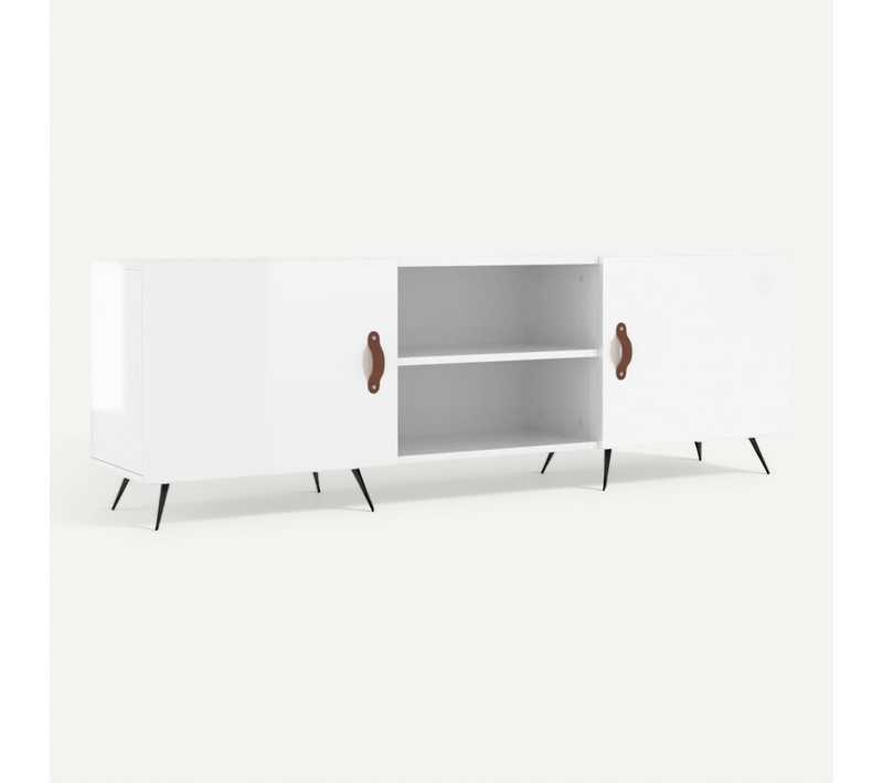 Meuble TV Blanc Brillant 150x30x50 Cm Bois D'ingénierie