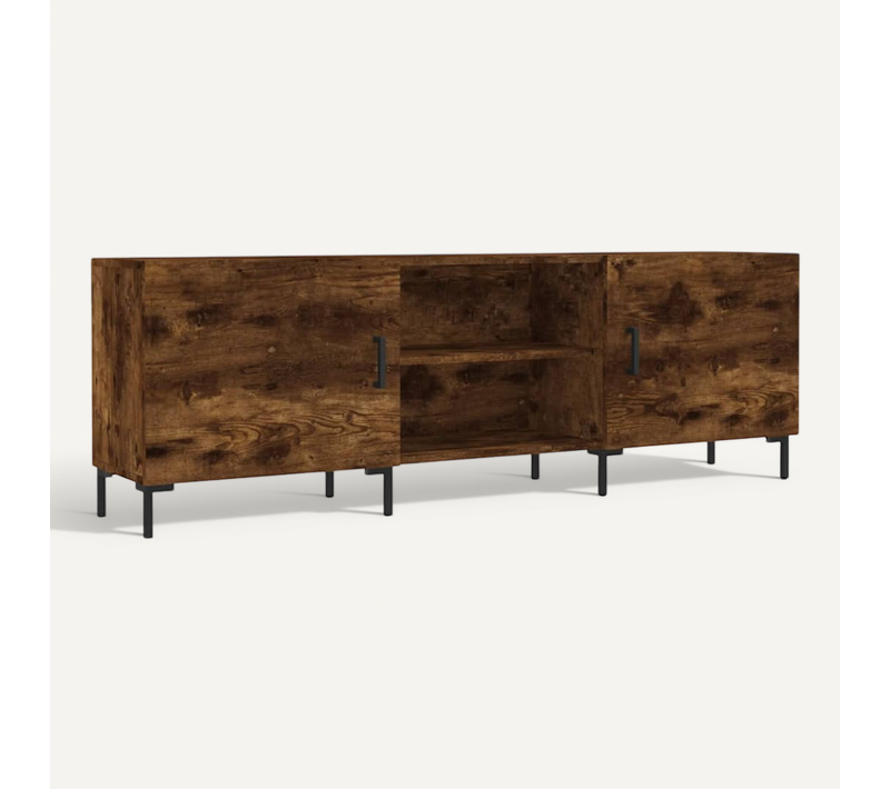 Meuble TV Chêne Fumé 150x30x50 Cm Bois D'ingénierie