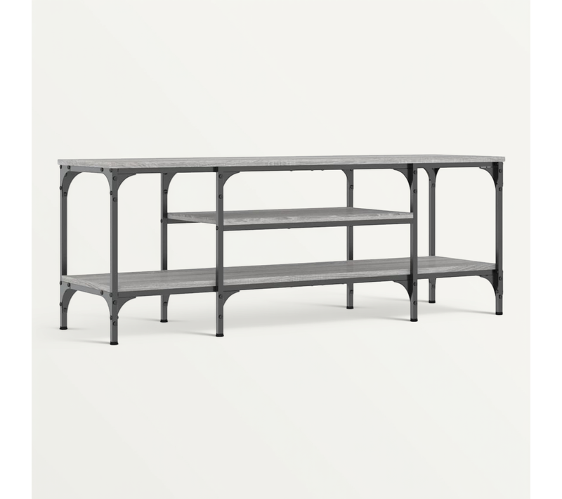 Meuble TV Sonoma Gris 121x35x45 Cm Bois D'ingénierie Et Fer