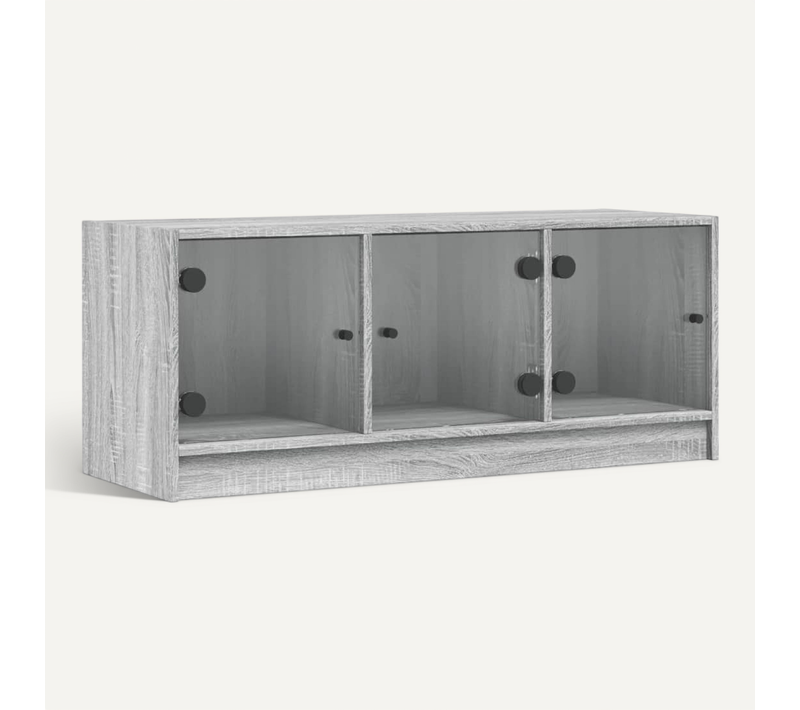 Meuble TV Avec Portes En Verre Sonoma Gris 102x37x42 Cm