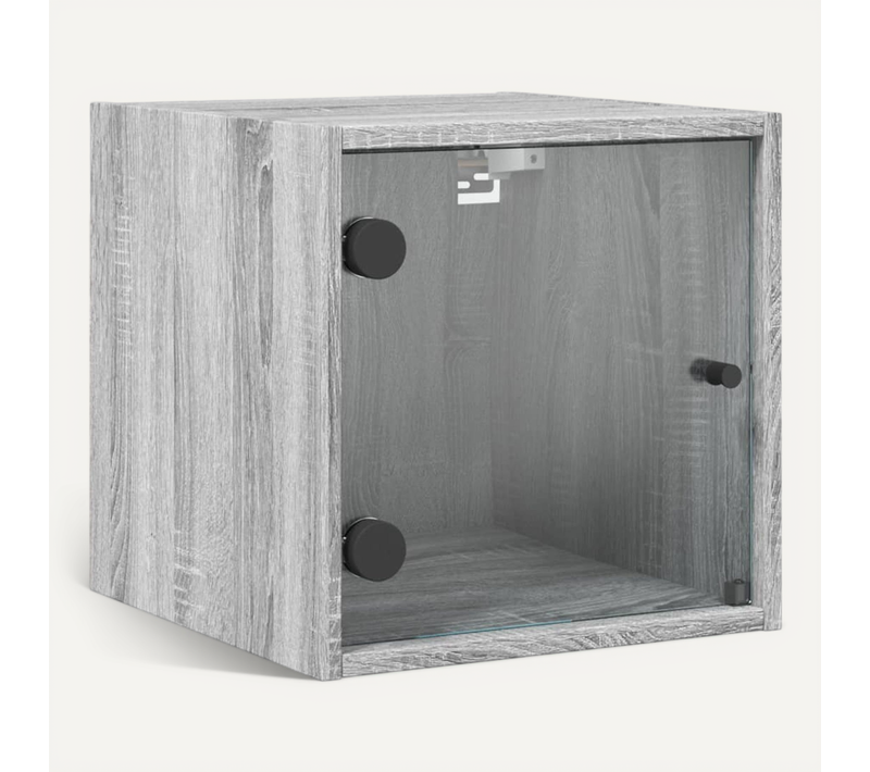 Table De Chevet Avec Porte En Verre Sonoma Gris 35x37x35 Cm