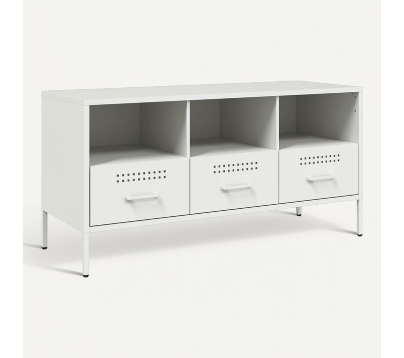 Meuble TV Blanc 100,5x39x50,5 Cm Acier