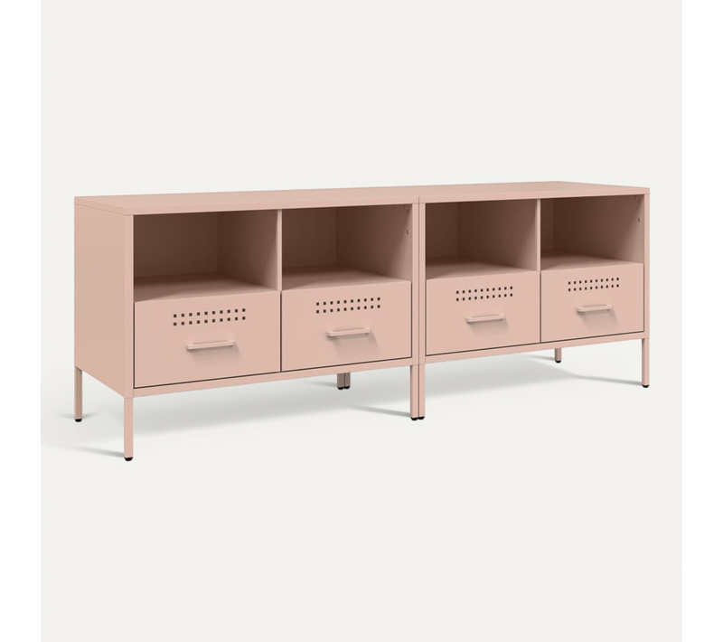 Meubles TV 2 Pièces Rose 68x39x50,5 Cm Acier
